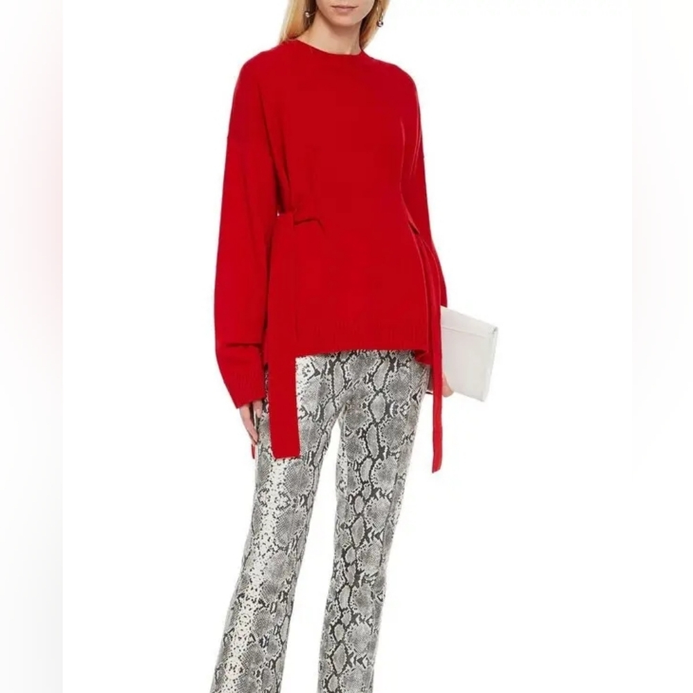 Alexander McQueen McQ round neck tie-detailed wool and cashmere-blend sweater